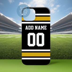 Black Gold Football Jersey Individuelle Name Numme iPhone 16 Hülle