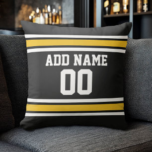 Black Gold Football Jersey Individuelle Name Numme Kissen