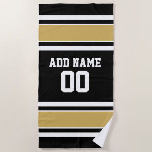 Black Gold Football Jersey Individuelle Name Numme Strandtuch