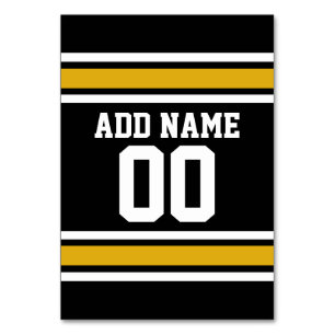 Black Gold Football Jersey Individuelle Name Numme Tischnummer