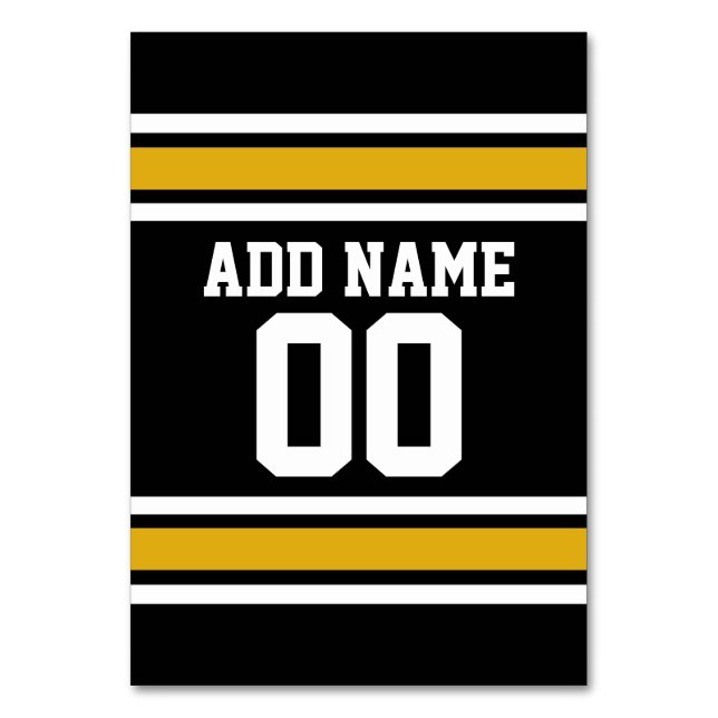 Black Gold Football Jersey Individuelle Name Numme Tischnummer (Vorderseite)