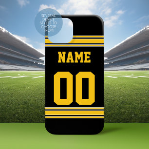 Black Gold Football Jersey mit Name Number Case-Mate iPhone Hülle