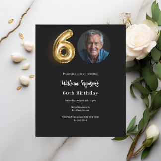 Black Gold Foto Einladung zum 60. Geburtstag