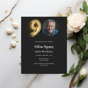 Black Gold Foto Einladung zum 90. Geburtstag