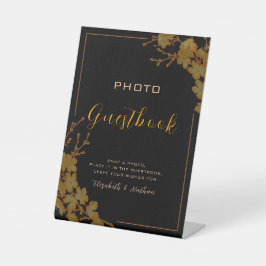 Black & Gold Foto Gästebuch Sockelschild