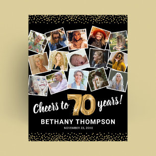 Black Gold Foto Party zum 70. Geburtstag Poster