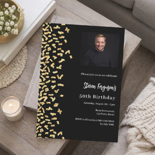 Black Gold Foto Premium Geburtstag Einladung