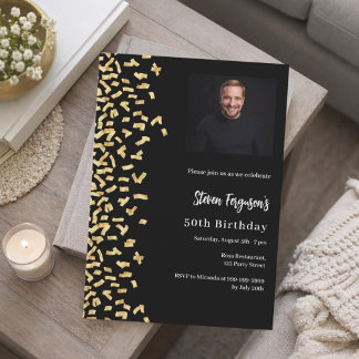 Black Gold Foto Premium Geburtstag Einladung