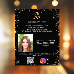 Black Gold Foto qr Code Instragram Business Logo Flyer