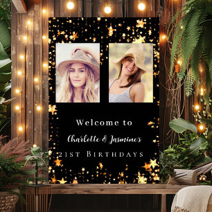 Black Gold Foto Stars 2 Personen Geburtshilfe Poster