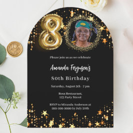 Black Gold Foto Stars 80. Einladung