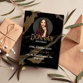 Black Gold Fotografy Geburtstagsparty Einladung
