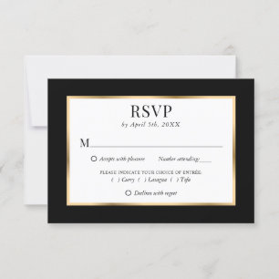 Black Gold Frame Elegante Hochzeitsmahlzeit RSVP Karte