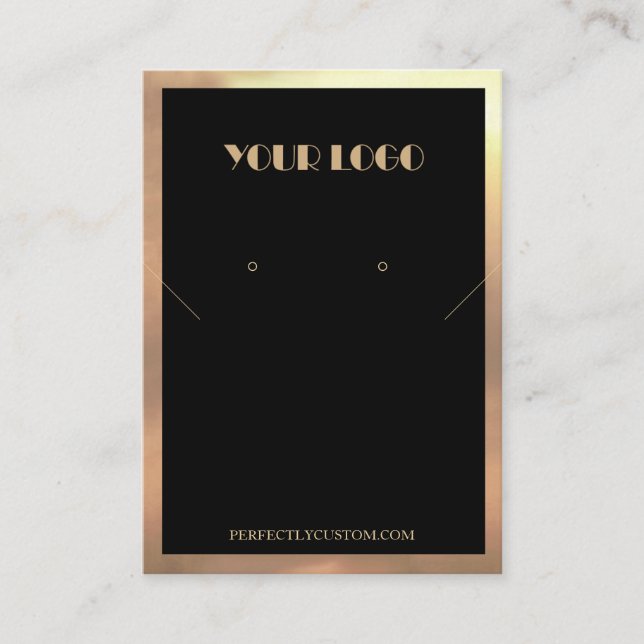 Black Gold Frame Moderne Halsketten Ohrringe Visitenkarte (Vorderseite)