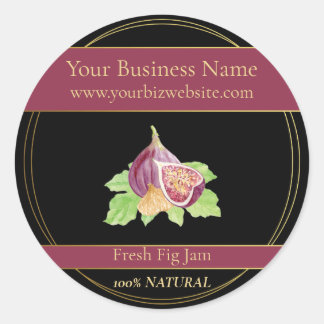Black & Gold Fresh Fig Jam Product Label Runder Aufkleber