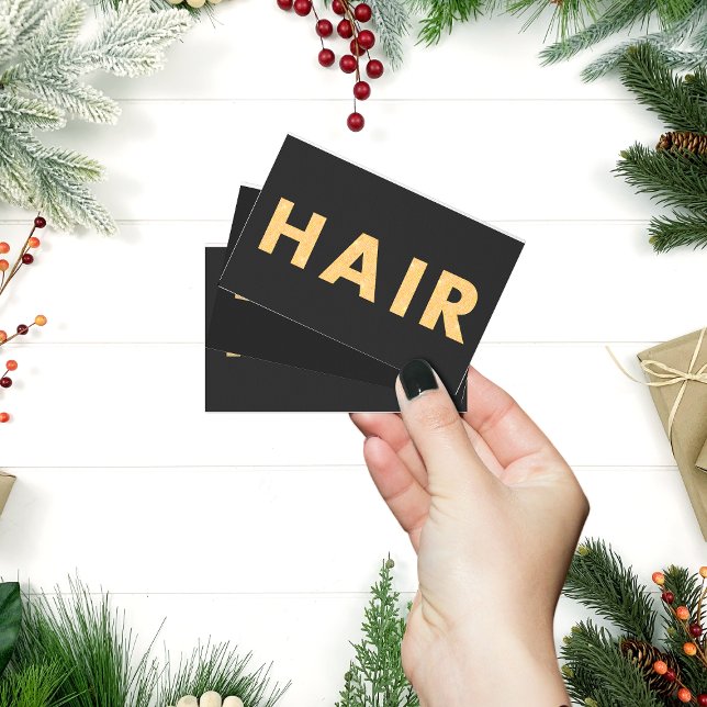 Black&Gold Friseurin, modern, elegant und QR-Code Visitenkarte (Von Creator hochgeladen)
