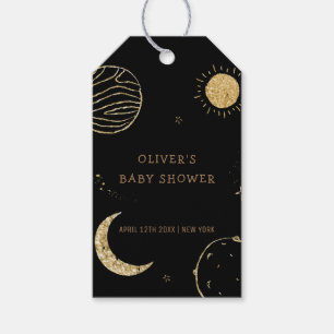 Black Gold Galaxy Mond Stern Junge Baby Shower Geschenkanhänger