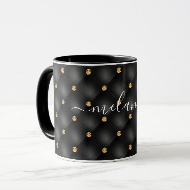 Black Gold Gemstone Tasse mit Individuelle Name (Vorderseite Links)