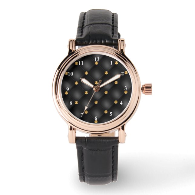 Black Gold Gemstone Watch Armbanduhr (Vorderseite)