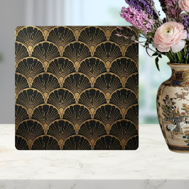 Black Gold Geometric Fan Art Deco Tile Fliese