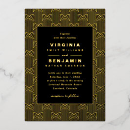 Black Gold Geometric Wedding Folieneinladung