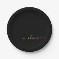 Black Gold Girl Script Monogram Name Modern