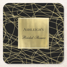 Black Gold Glam Abstraktes Brautparty Rechteckiger Pappuntersetzer