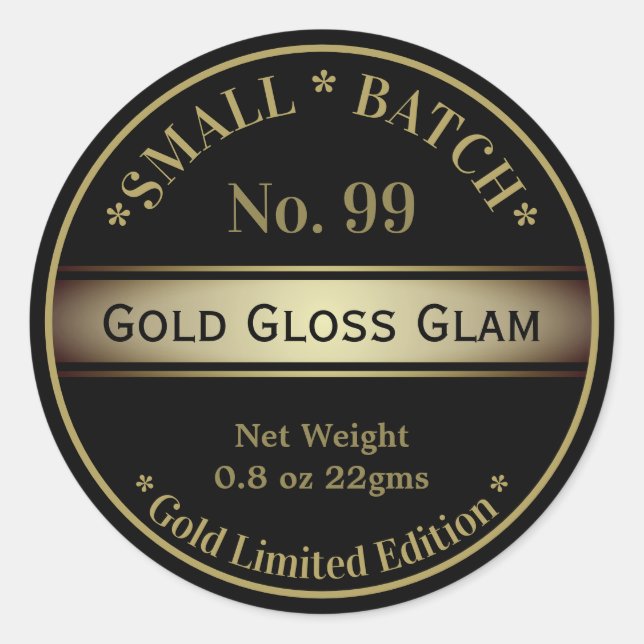 Black Gold Glam Gloss Lip Balm Beauty Produkt Runder Aufkleber (Vorderseite)