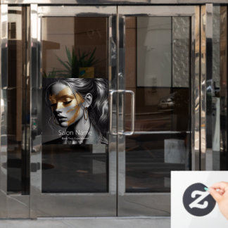 Black & Gold Glam Luxus Gold Gesicht Kunst Salon Fensteraufkleber