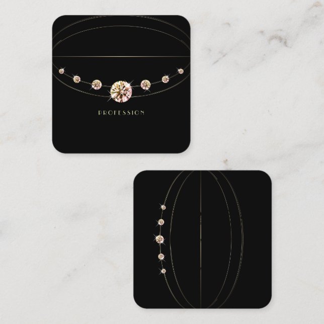 Black Gold Glamour Sparkling Diamonds Beruflich Quadratische Visitenkarte (Vorne/Hinten)