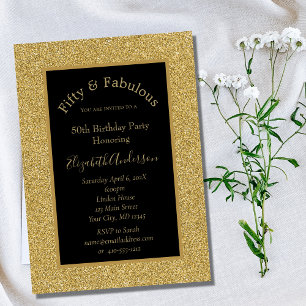 Black Gold Glitter 50 Fantastische Geburtstagseinl