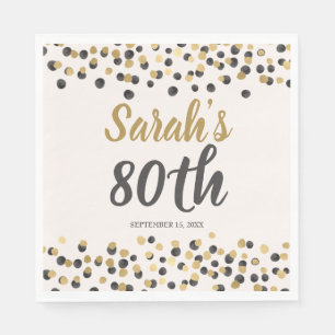 Black Gold Glitter 80. Geburtstag  Serviette