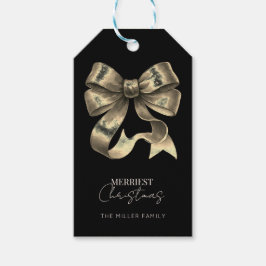 Black Gold Glitter Bow Weihnachten Geschenkanhänger