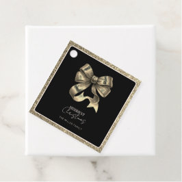 Black Gold Glitter Bow Weihnachtspapier Napkin Geschenkanhänger