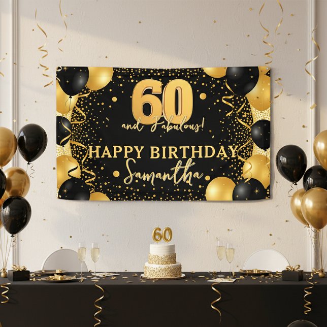Black Gold Glitter Confetti 60 and Fabulous Banner (Von Creator hochgeladen)
