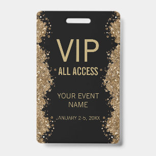 Black Gold Glitter Event VIP All Access Pass ID Ausweis