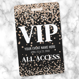 Black Gold Glitter Event VIP-Pass Ausweis