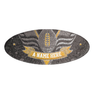 Black & Gold Glitter School Football Team Sport Namenschild