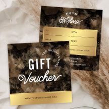 Black & Gold Glitter Watercolor Salon Gift Voucher