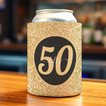 Black & Gold Glitzer 50 Fünfzig Jahre 50. Geburtst Dosenkühler<br><div class="desc">Der Glitzer "Black and Gold Happy Geburtstag" kann für einen 50-Jährigen kühler sein. Funkelnd Glasdesign ideal für Frauen. Passen Sie das Alter an,  um Ihren Anlass zu Anzug. Große Geburtstagsfeier für einen fünfzigsten Geburtstagsbash.</div>