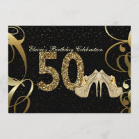 Black Gold Glitzer 50. Geburtstagsgrüße