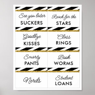 Black Gold Glitzer Abschluss Candy Bar Signs 2 Poster