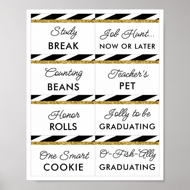 Black Gold Glitzer Abschluss Candy Bar Signs Poster (Vorne)