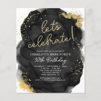 Black Gold Glitzer Alkohol Tinte Geburtstag