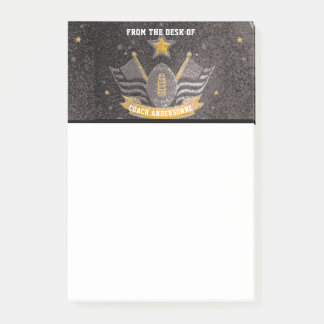 Black Gold Glitzer American Football Coach Vathers Post-it Klebezettel
