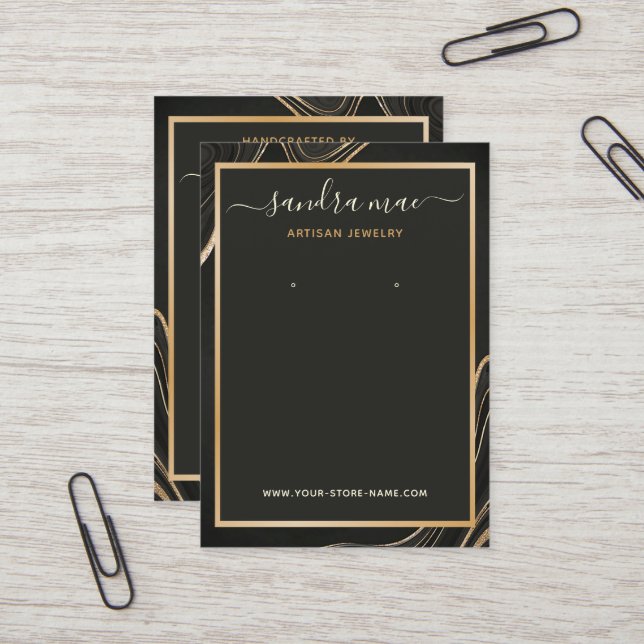 Black Gold Glitzer Art Juwelier Display Card Visitenkarte (Vorderseite/Rückseite Beispiel)