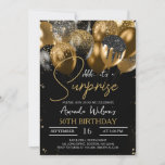 Black Gold Glitzer Balloons 50. Überraschung Gebur Einladung<br><div class="desc">Überraschung 50. Geburtstag Black and Gold Glitzer Balloons Geburtstagsparty Einladung für Frauen,  Männer. Elegante Gold Script Geburtstagsparty Einladen 18. 20. 21. 30. 40. 50. 60. 70. 80. 90. 100.,  Any Ages. Teil einer Sammlung. Matching-Elemente verfügbar.</div>