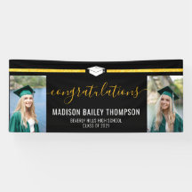 Black Gold Glitzer Calligraphy Abschluss Foto