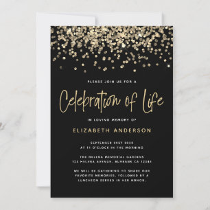 Black Gold Glitzer Celebration of Life Einladung