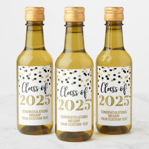 Black Gold Glitzer Class 2025 Abschluss Weinetikett